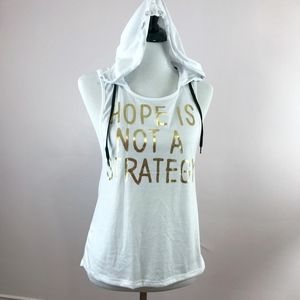 Junior's Graphic Open Back Hoodie Tank Top NWT